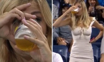 Video: la fanática del US Open que es viral por tomar cervezas de un solo trago
