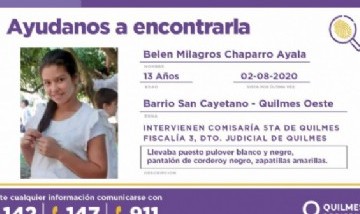 Desesperada búsqueda en Quilmes: Ayudemos a encontrar a Belén
