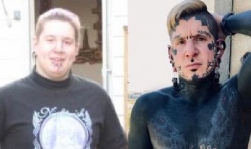 Un hombre con el 95% del cuerpo tatuado compartió fotos suyas de 15 años atrás