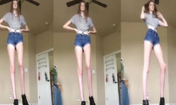 La mujer con las piernas más largas del mundo es sensación en páginas para adultos