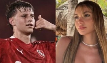 El jugador de Independiente Diego Tarzia fue visto en una playa con la modelo Sasha Ferro
