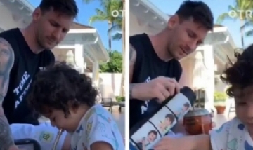 Video de Lionel Messi  paternal: le enseña a tomar mate a su hijo Ciro