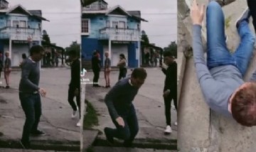 En medio de una recorrida, Diego Santilli se tropezó con un pozo y terminó en el piso