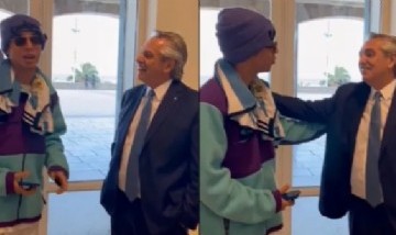 Video: Rusherking se encontró con Alberto Fernández en Mar del Plata y le pidió una foto