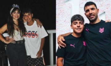 Gianinna Maradona y el Kun Agüero juntos en el cumpleaños de su hijo, Benjamín