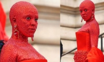 Doja Cat sorprendió con su look "infernal": se cubrió con 30.000 diamantes rojos