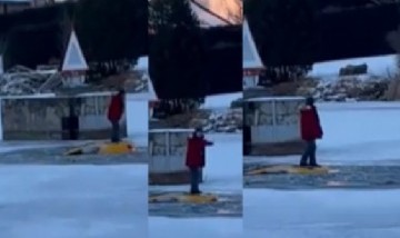 Un día pésimo: una joven se sacó selfies sobre su coche mientras se hundía en un río congelado