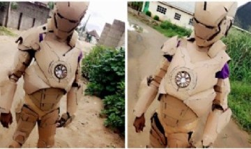 Viral: un niño confeccionó un traje de Iron Man con cartón y conmovió con sus palabras