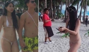 Multan a una turista por utilizar bikini "hilo dental" en Filipinas