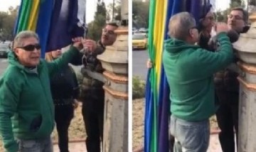 Homofobia: Dos hombres intentaron bajar la bandera LGBT izada por el Intendente
