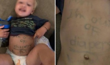 Insólito caso en Estados Unidos: madre recibe un mensaje de la guardería escrito en la panza de su hijo