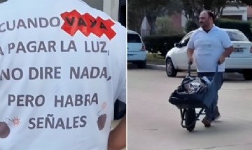Le llegó una factura de luz por 800 mil pesos y fue a pagar con una carretilla llena de billetes