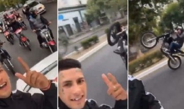 L-Gante encabezó una peligrosa caravana en honor a El Noba con motos a alta velocidad
