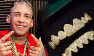 ¡Un lujo! L-Gante mostró su dentadura postiza de oro con apliques de diamantes naturales