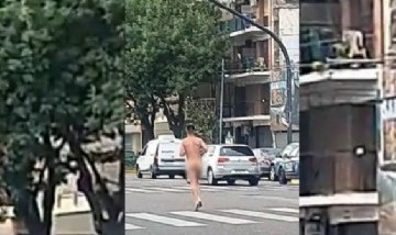 Un hombre salió a correr desnudo por Libertador y fue perseguido por la policía