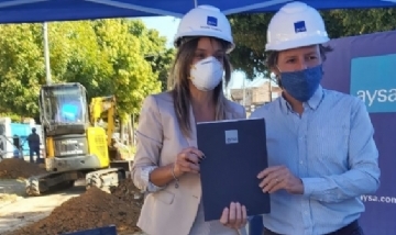 Malena Galmarini recorrió una obra con Jaime Mendez