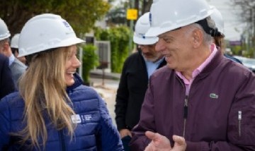 Galmarini y Grindetti visitaron la obra cloacal que beneficiará a más de 13.000 vecinos de Lanús