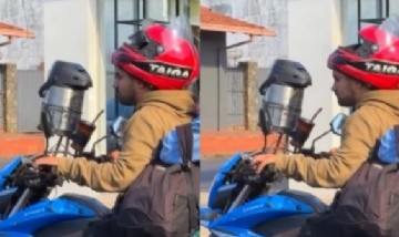 Invento súper argento: Creó la técnica ideal para poder tomar mates mientras anda en moto