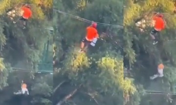 Imágenes impactantes: un nene de 6 años se cayó de una tirolesa de más de 10 metros