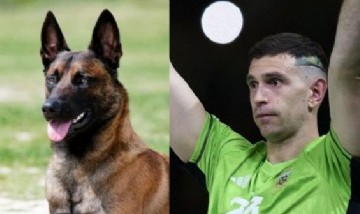 Amor a primera vista: "Dibu" Martínez compró un perro "militar"