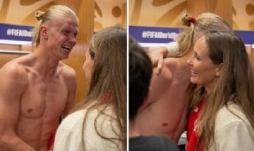 La princesa Ingrid Alexandra abrazó a Erling Haaland en el vestuario tras la clasificación de Noruega