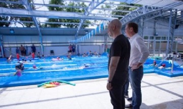 Larreta, Santilli y Macri recorrieron las obras del polideportivo de Vicente López