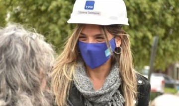 Malena Galmarini recorrió la obra que llevará agua potable al barrio "La Ruedita" en Boulogne