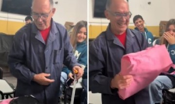 Egresados escondieron su buzo dentro de una computadora y emocionaron hasta las lágrimas a un profesor