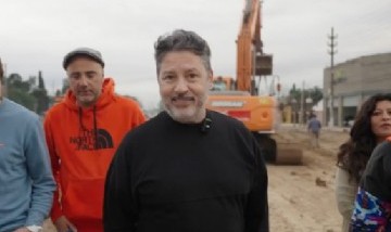 Gustavo Menéndez recorrió la obra de la Ruta 40 en Merlo junto a la Provincia