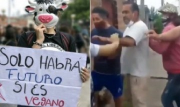 Carniceros enfrentaron a las trompadas a un grupo de veganos en Monte Grande