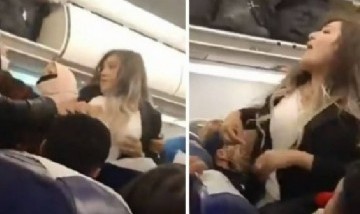 Dura pelea en un avión por el espacio del equipaje de mano: mirá el video en el que un hombre le pega a una mujer