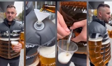 Campera cervecera: el insólito invento que permite servir cerveza desde tu abrigo
