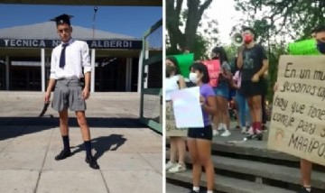 Jóvenes protestaron con falda en apoyo al estudiante discriminado en Tucumán