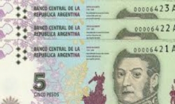 Eliminarán el billete de 5 pesos
