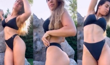 Cinthia Fernández sacó su lado más fogoso con su bikini negra y revolucionó todo