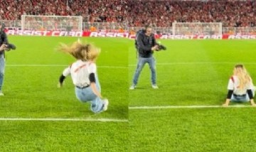 Papelón monumental: Nati Jota protagonizó un blooper viral en la cancha de River