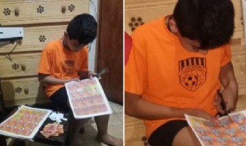 No podía pagar el álbum del Mundial Qatar 2022 original, imprimió las hojas de los equipos y emocionó a su hijo