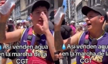 "Agüita más fría que el corazón de Milei": el desopilante vendedor ambulante que se volvió viral