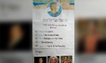 Un alumno creó un perfil de Facebook de José de San Martín y puso a Mirtha Legrand como amiga