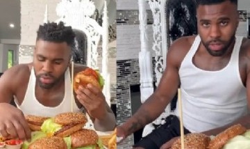 Jason Derulo se comió 22 hamburguesas para celebrar su fama en Tik Tok