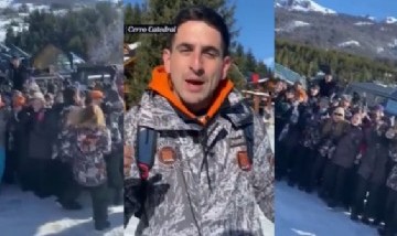 "Febo asoma": Egresados fueron a Bariloche y cantaron la Marcha de San Lorenzo en el Cerro Catedral
