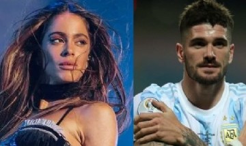 Tini Stoessel visitó a Rodrigo De Paul en la concentración de la Selección