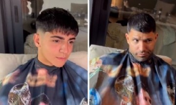 "Están iguales" El corte de pelo que se hicieron el Kun Agüero y su hijo Benjamín en Miami