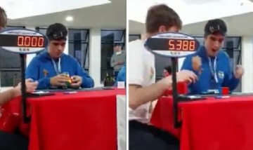 Un joven de 14 años rompió el récord argentino de armado de cubo mágico