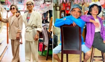 La pareja de abuelos que son furor en Instagram posando con ropa olvidada en su lavandería