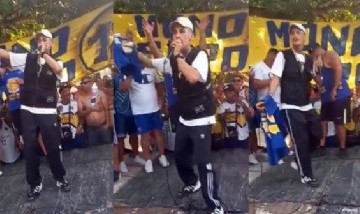 L-Gante cantó en la fiesta de fin de año de la barra de Boca Juniors