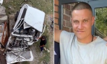 Un hombre desafió a la muerte al realizar un salto con su coche entre dos edificios