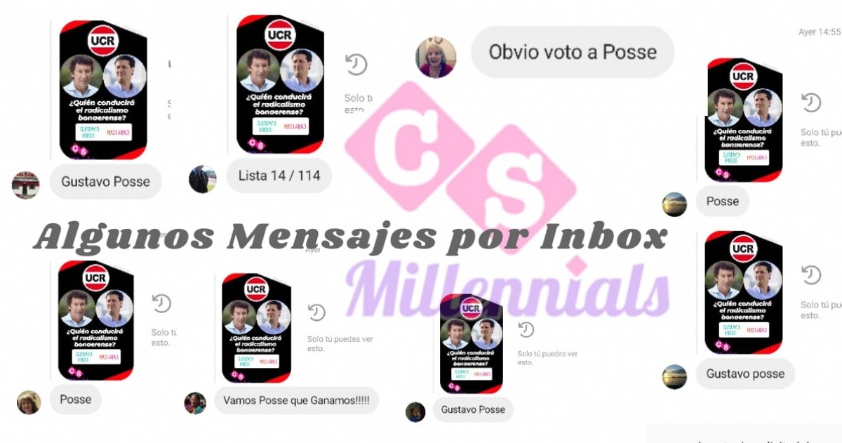 Captura de los mensajes de apoyo a Gustavo Posse