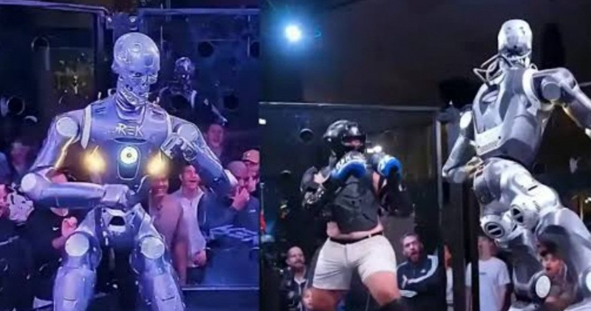 Frankie Lapenna se enfrentó al Rekbot dentro de una jaula de MMA en un combate presentado como “Human vs Terminator”.