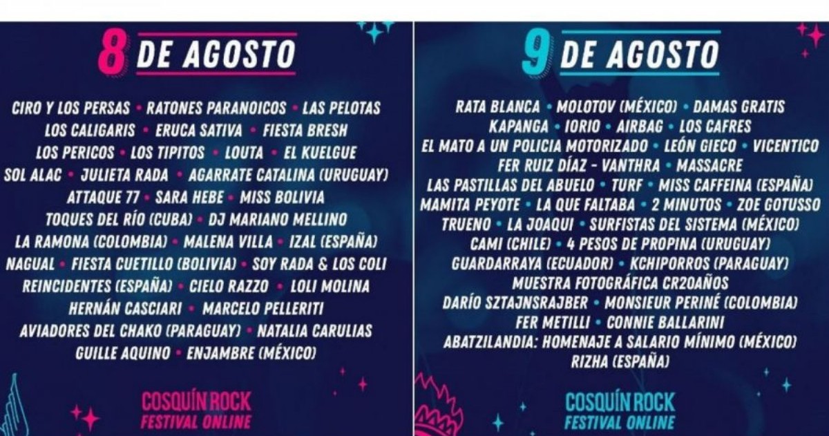 Cosquin Rock Virtual 2020 Conoce La Grilla De Artistas